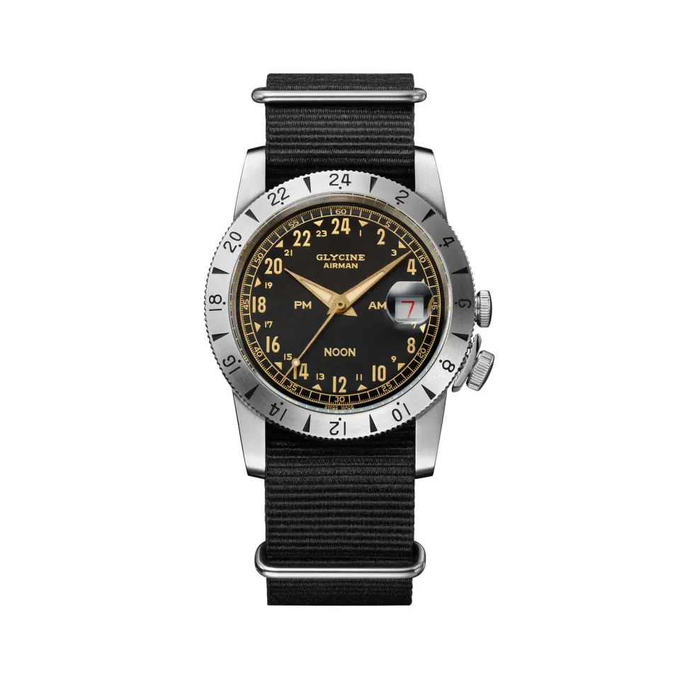 Glycine Airman Vintage Noon Purist GL0377 Armbanduhr schwarz Automatik
