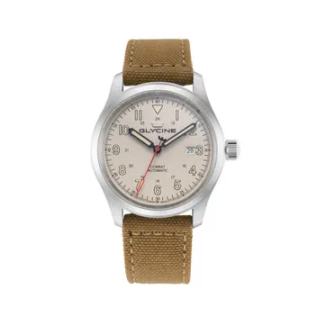 Glycine Combat Field GL0566 Herrenuhr 42mm beige