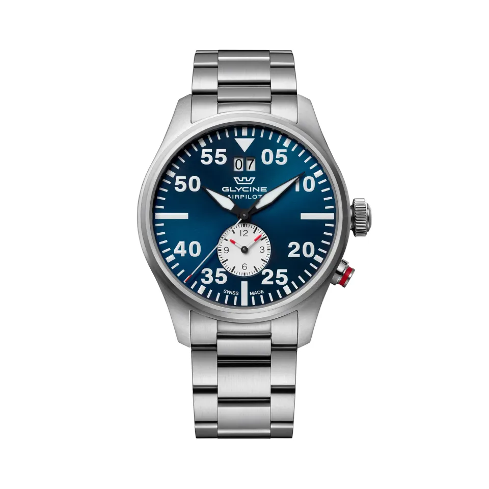 Glycine Airpilot GL0449 Herrenuhr 44mm Blau Dual Time