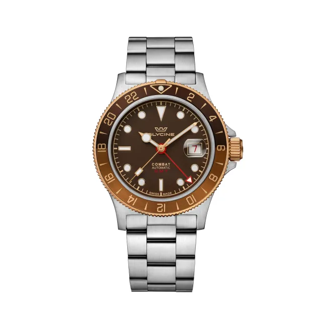 Glycine Combat Sub Sport GL0422 GMT Herrenuhr 42mm braun