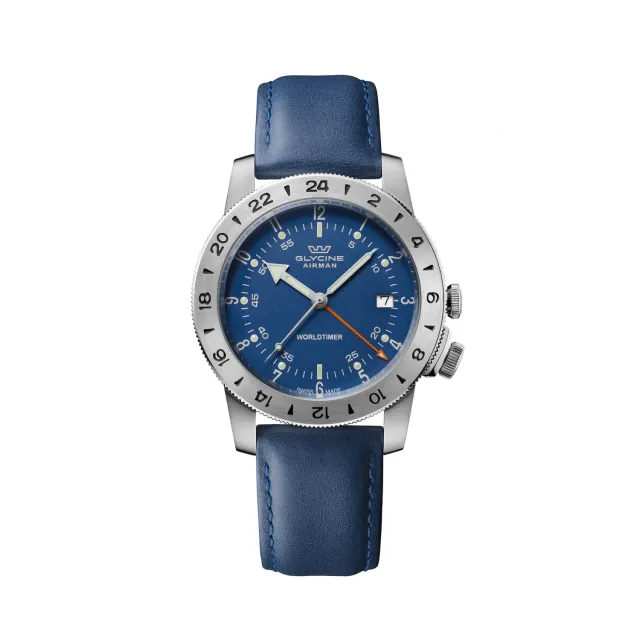 Glycine Airman Worldtimer GL1049 Herrenuhr blau 40mm