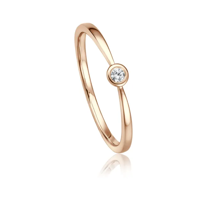 Krebber Essentials Solitär Ring mit Diamant Roségold Größe 58