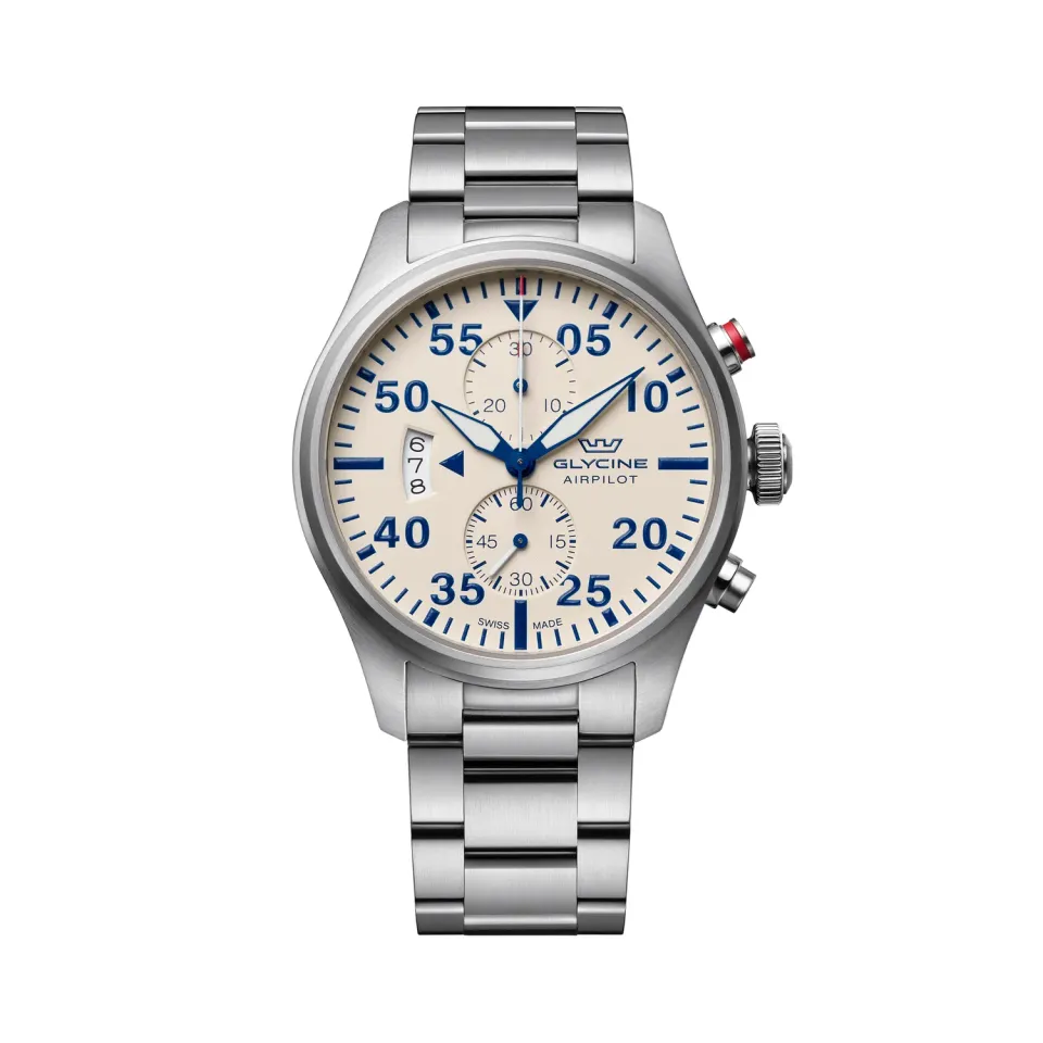 Glycine Airpilot GL0443 Chronograph Quarz Elfenbein 44mm