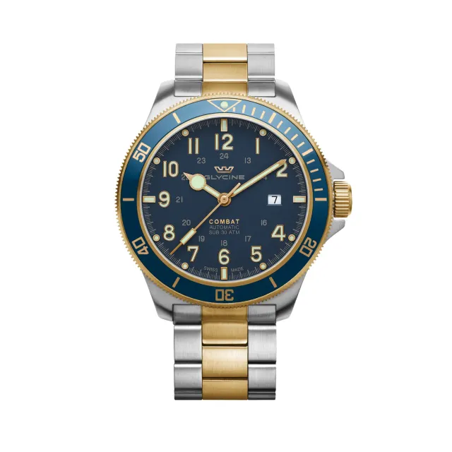 Glycine Combat Sub GL0294 Taucheruhr blau 46mm