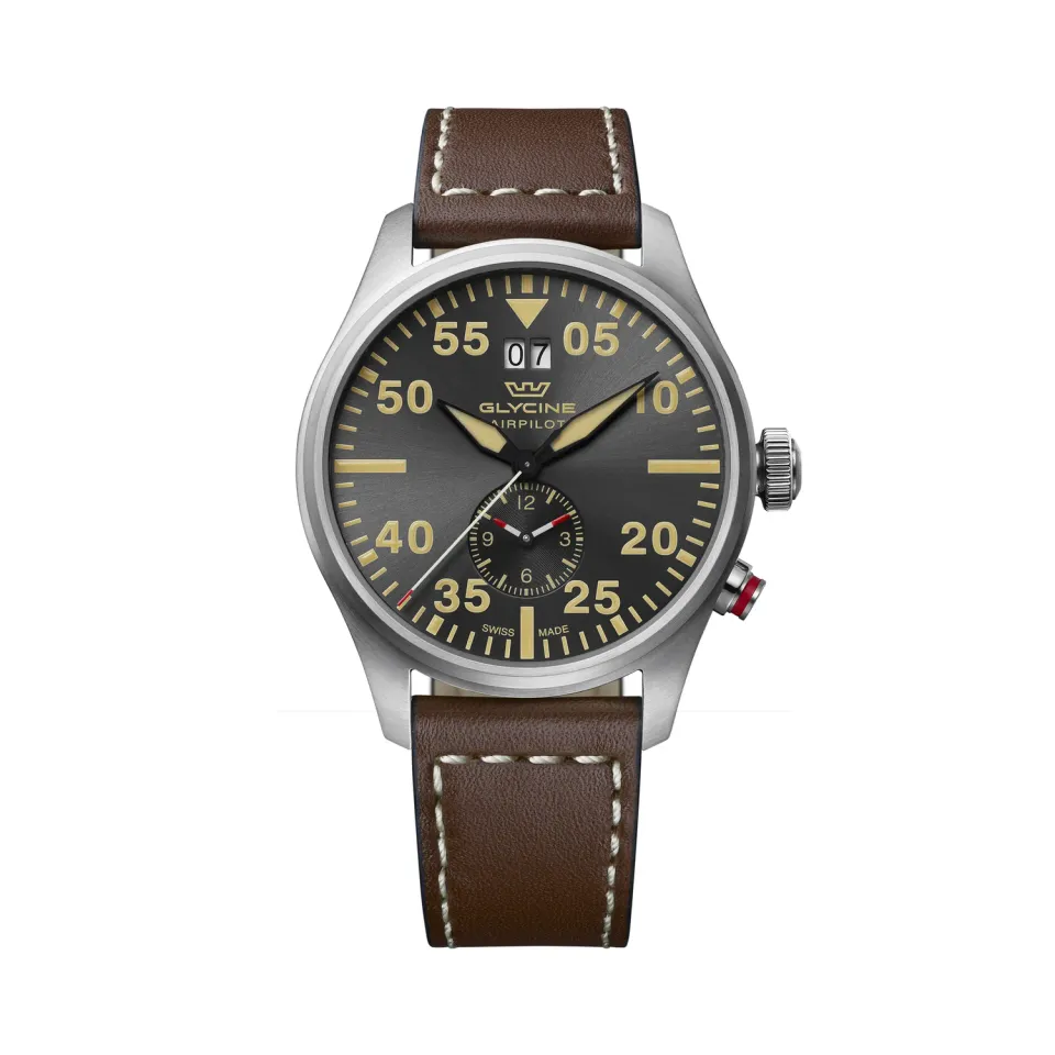 Glycine Airpilot Dual Time 44 GL0367 Herrenuhr Quarz braun