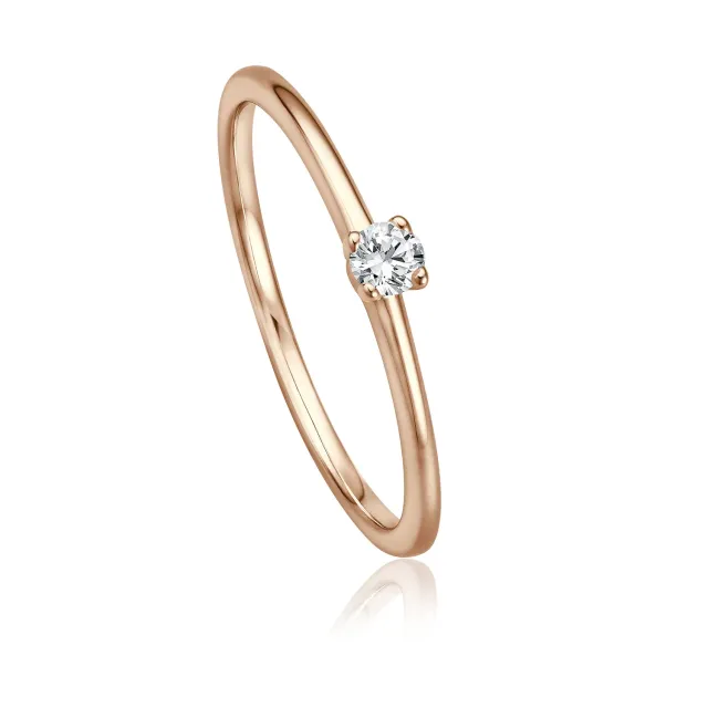 Krebber Essentials EH004510 Solitärring Roségold Gr. 54 0,09 ct