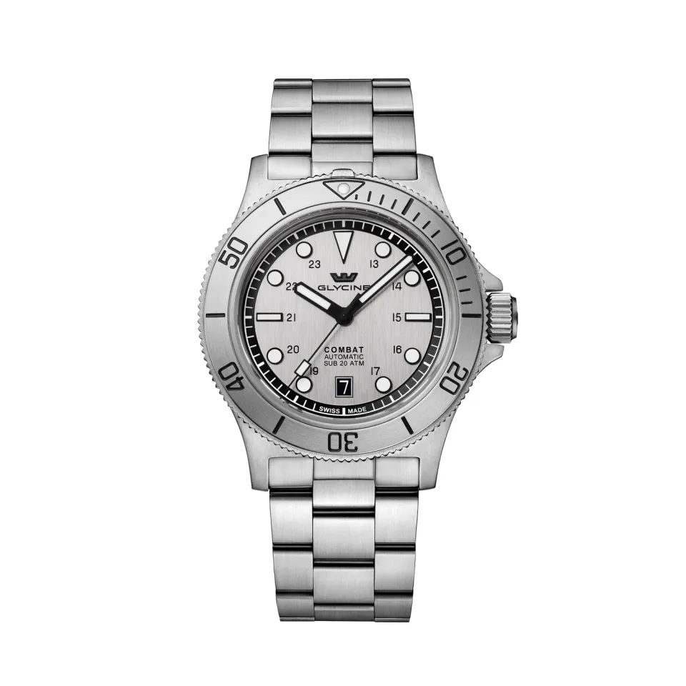 Glycine Combat Sub GL0533 Herrenuhr 42 mm silber