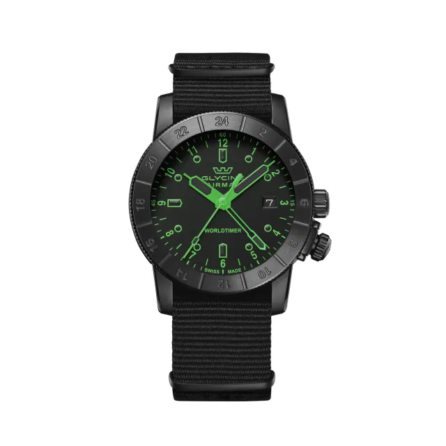 Glycine Airman Worldtimer GL1031 Quarzuhr schwarz 42 mm