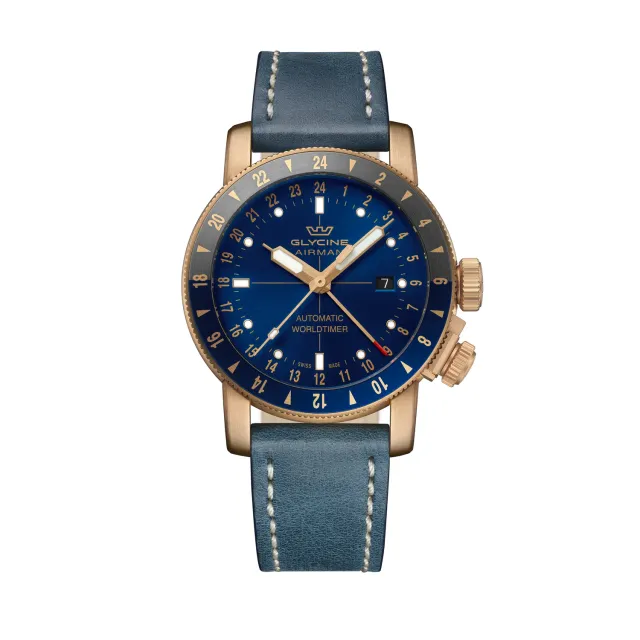 Glycine Airman Contemporary GL0548 Herrenuhr Bronze 44mm blau