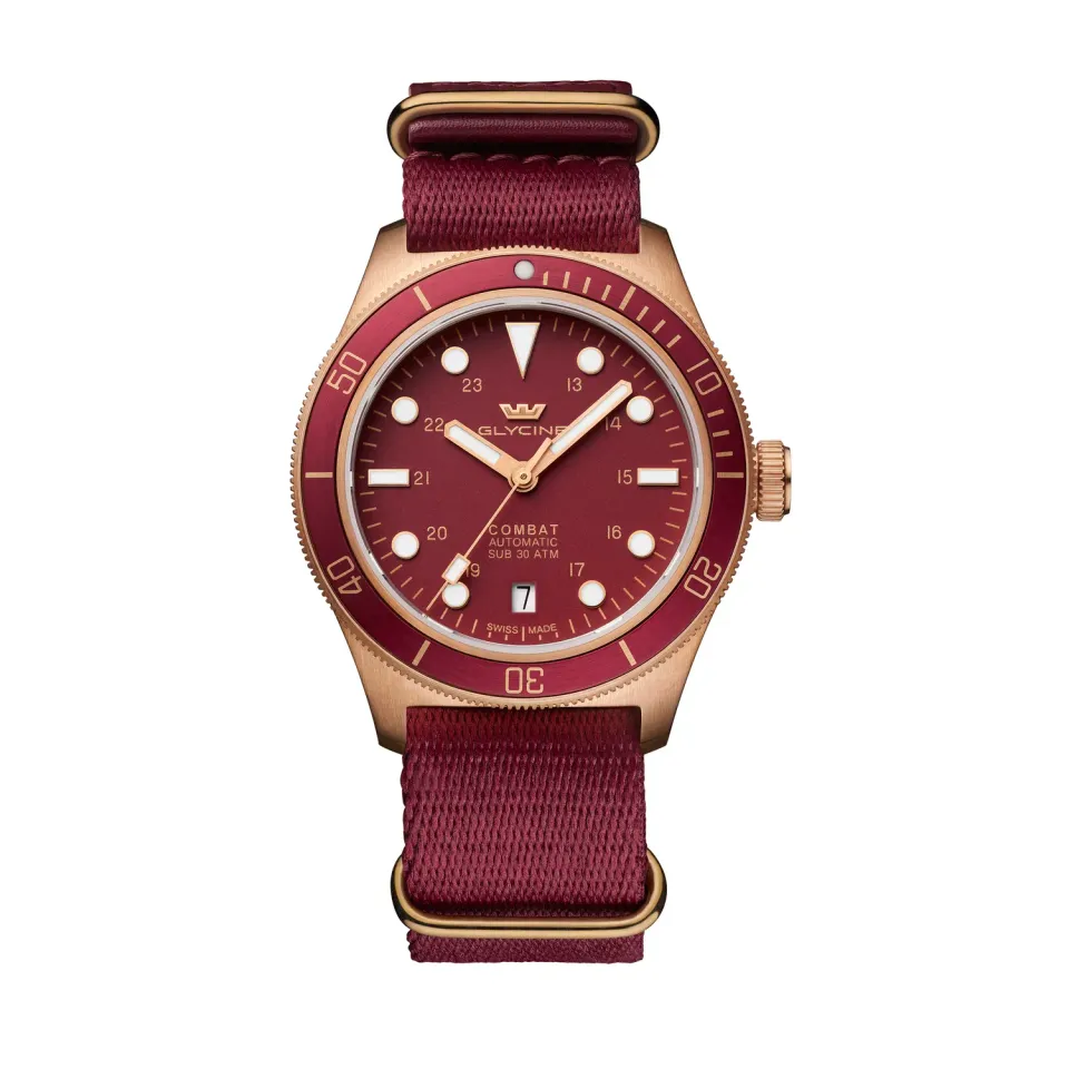 Glycine Combat Sub Sport GL0520 Automatikuhr bordeaux 39mm