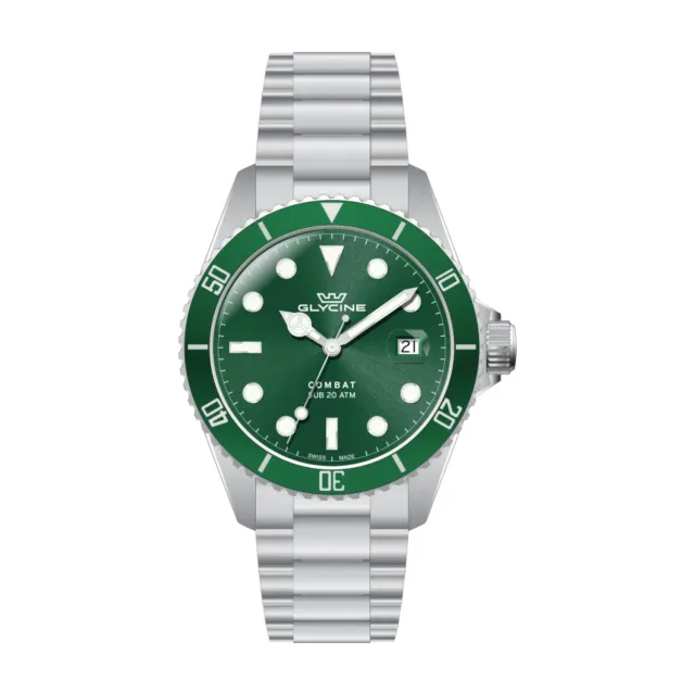 Glycine Combat Sub GL1063 Quarzuhr grün 40 mm