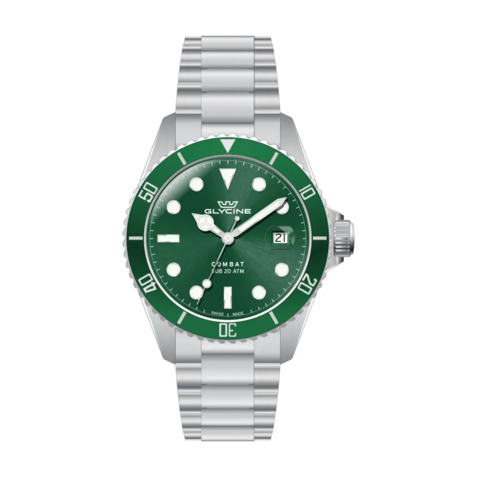 Glycine Combat Sub GL1063 Quarzuhr grün 40 mm