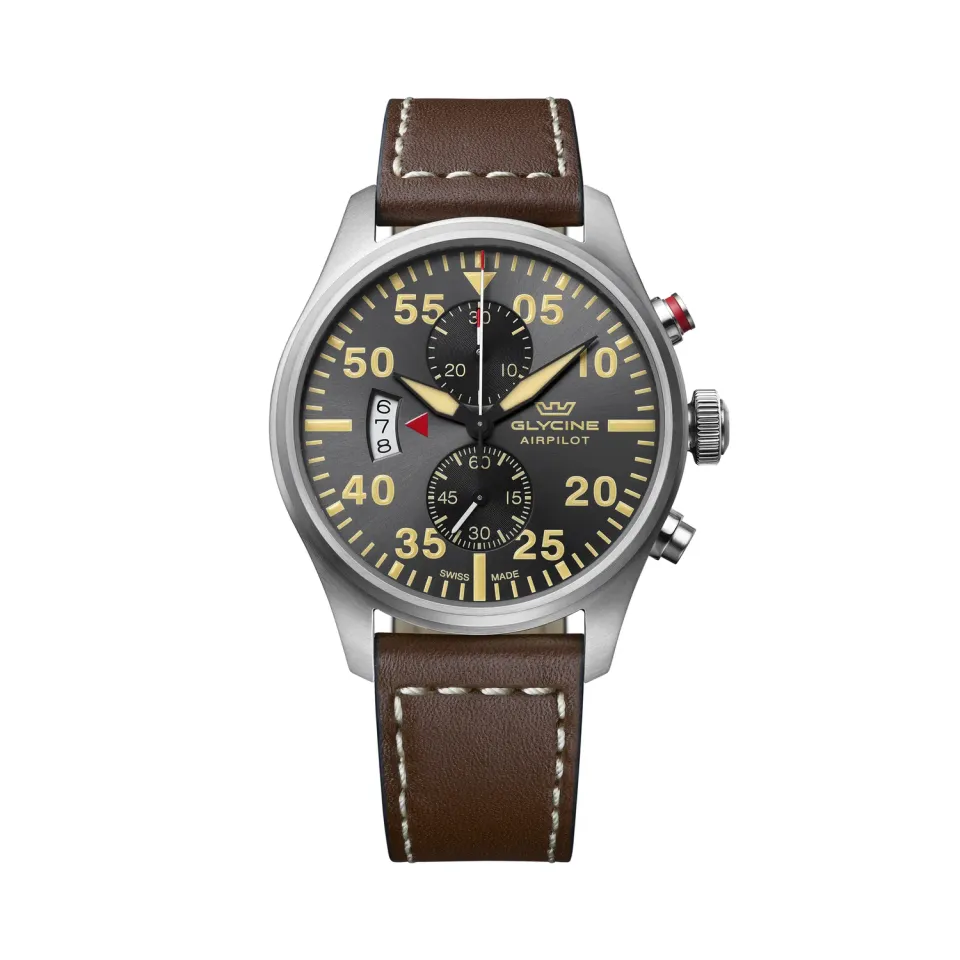 Glycine Airpilot GL0359 Chronograph Quarzuhr 44mm grau