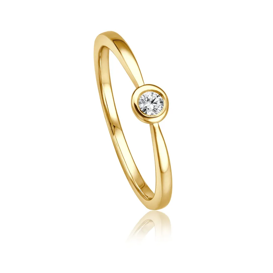 Krebber Essentials Diamant Damenring Gelbgold Größe 56 Brillant