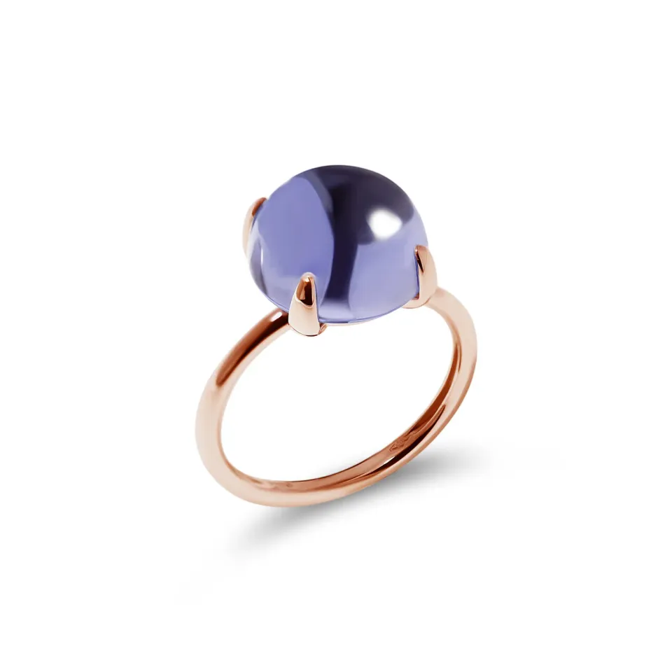 Krebber Colors Ring mit Amethyst 18 Karat Gold Cabochon