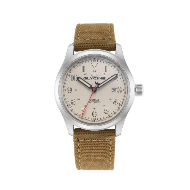 Glycine Combat Field GL0566 Herrenuhr 42mm beige