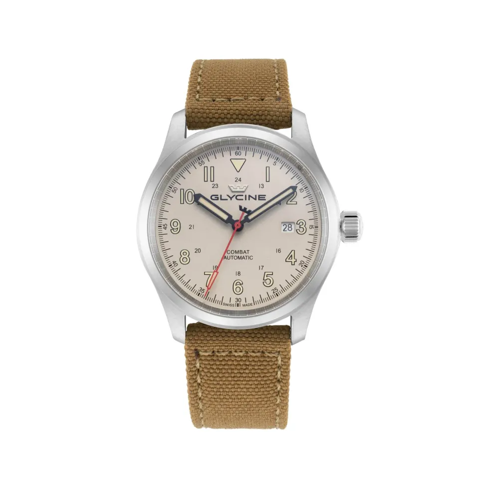 Glycine Combat Field GL0566 Herrenuhr 42mm beige