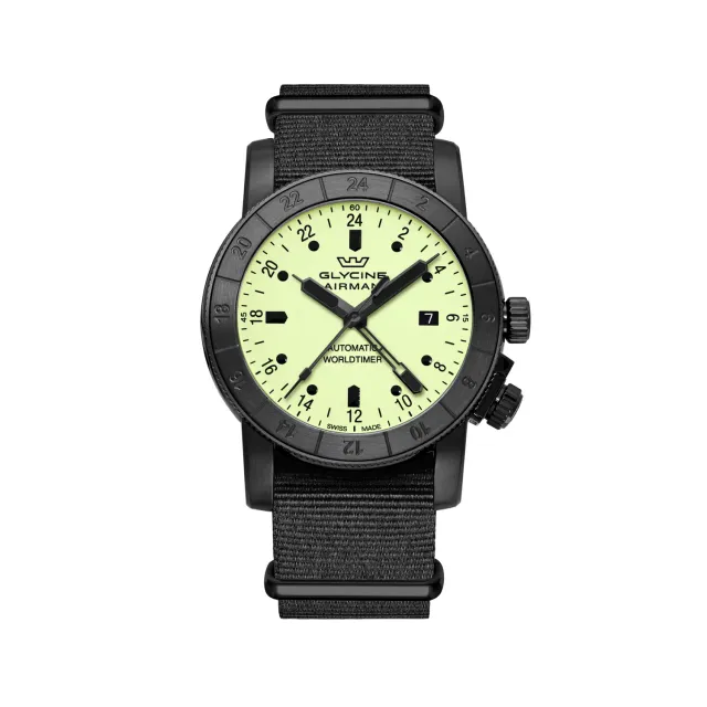Glycine Airman GMT GL0069 Herrenuhr 42mm gelb