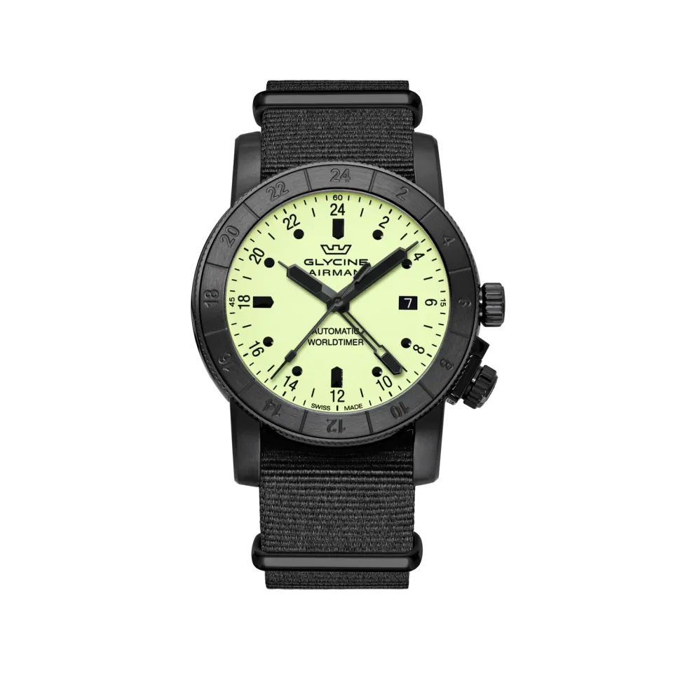 Glycine Airman GMT GL0069 Herrenuhr 42mm gelb
