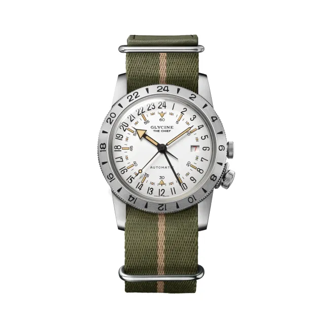 Glycine Airman Vintage The Chief GL0473 GMT-Uhr weiß 40mm
