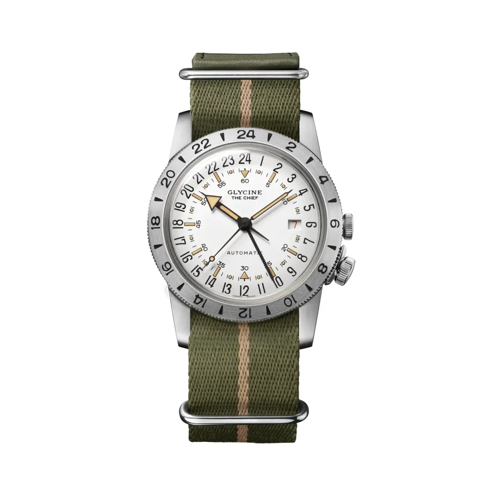 Glycine Airman Vintage The Chief GL0473 GMT-Uhr weiß 40mm