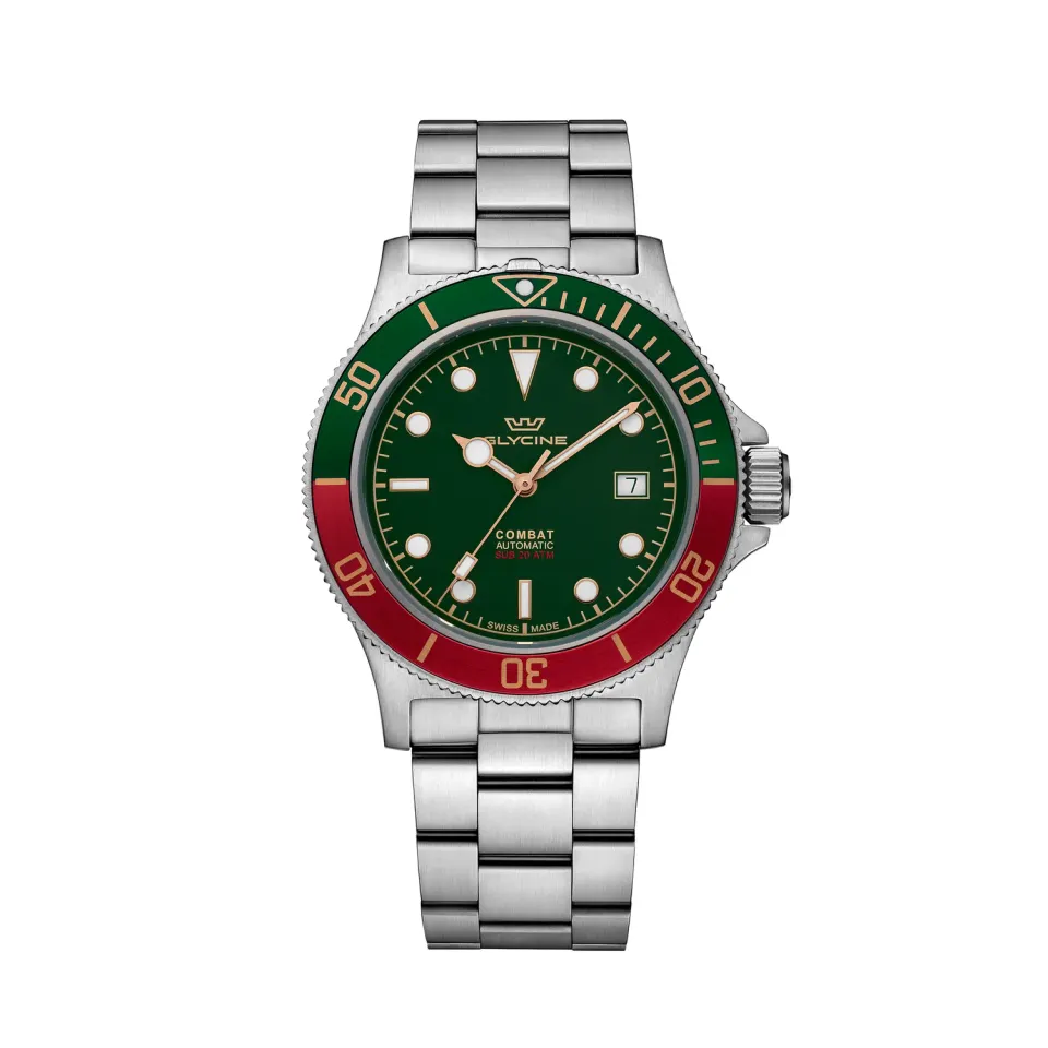 Glycine Combat Sub Sport GL0392 Uhr, Grün, Edelstahlarmband