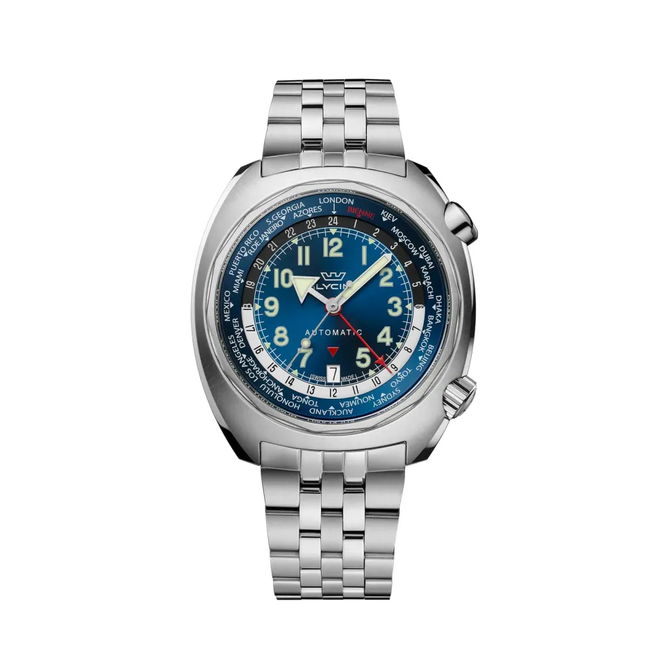 Glycine Airman SST GL0310 Fliegeruhr GMT blau 43 mm