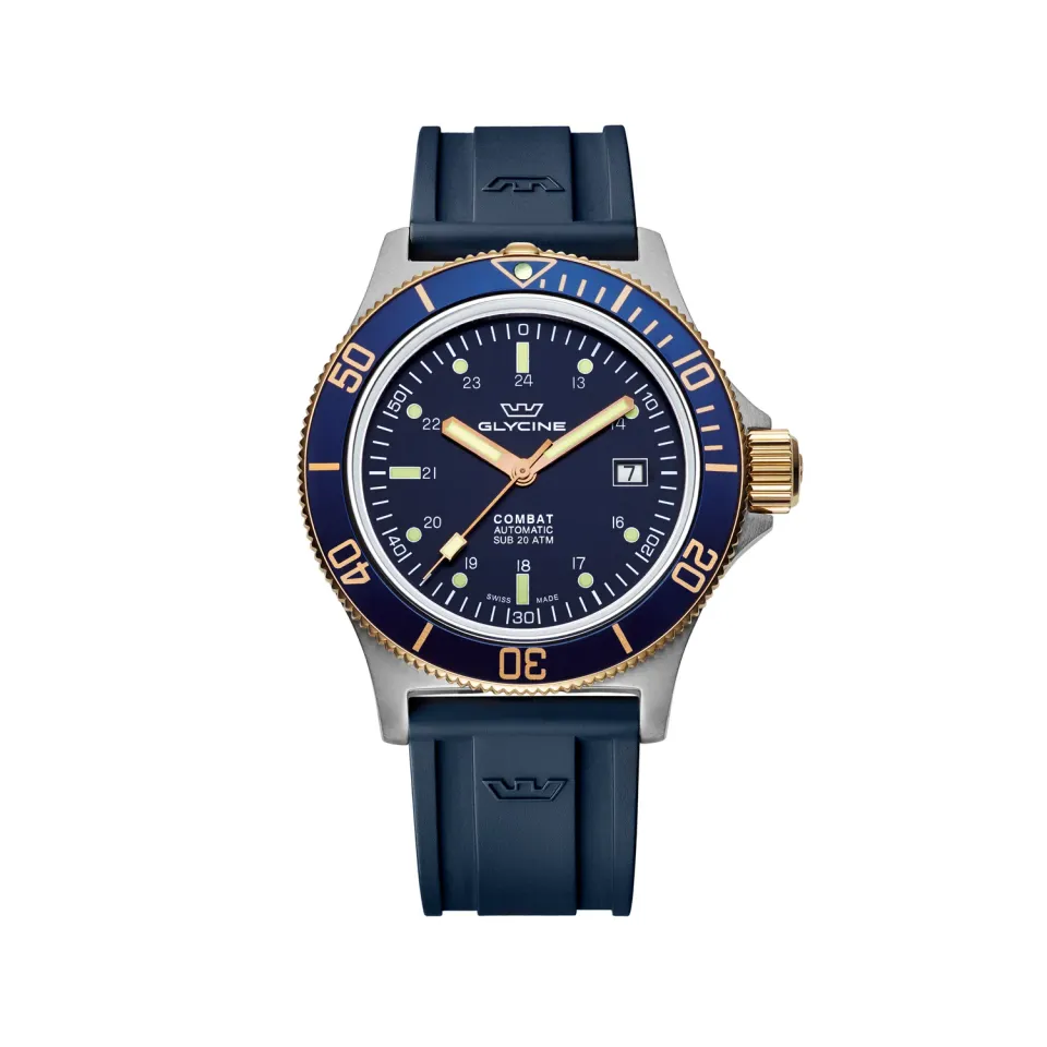 Glycine Combat Sub GL0432 Herrenuhr 42mm blau