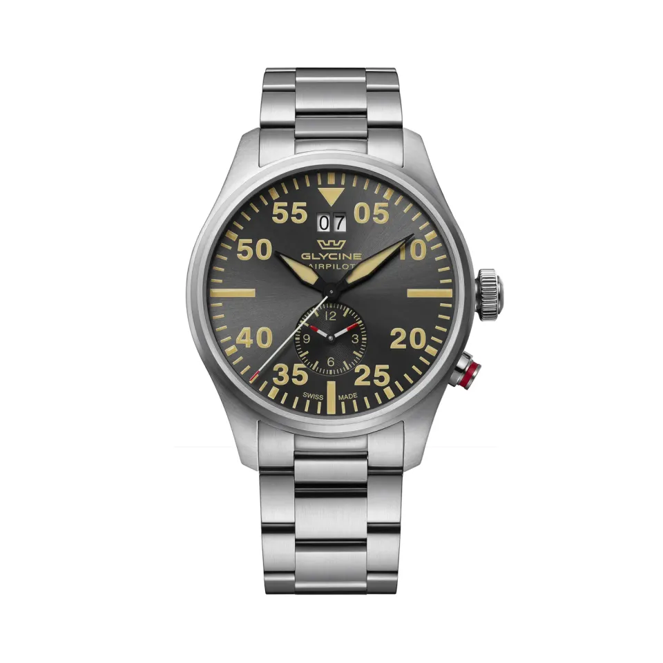 Glycine Airpilot Dual Time GL0364 Quarzuhr 44mm schwarz