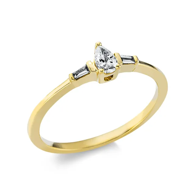 Hans Lorenz Solitaire mit Besatz Ring 0,04 ct Gr. 54