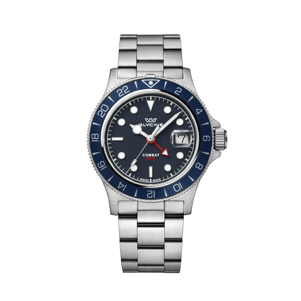 Glycine Combat Sub Sport GMT GL1051 Uhr, Blau, Quarz