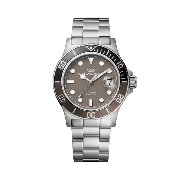 Glycine Combat Sub Sport GL1017 Quarzuhr braun 42 mm