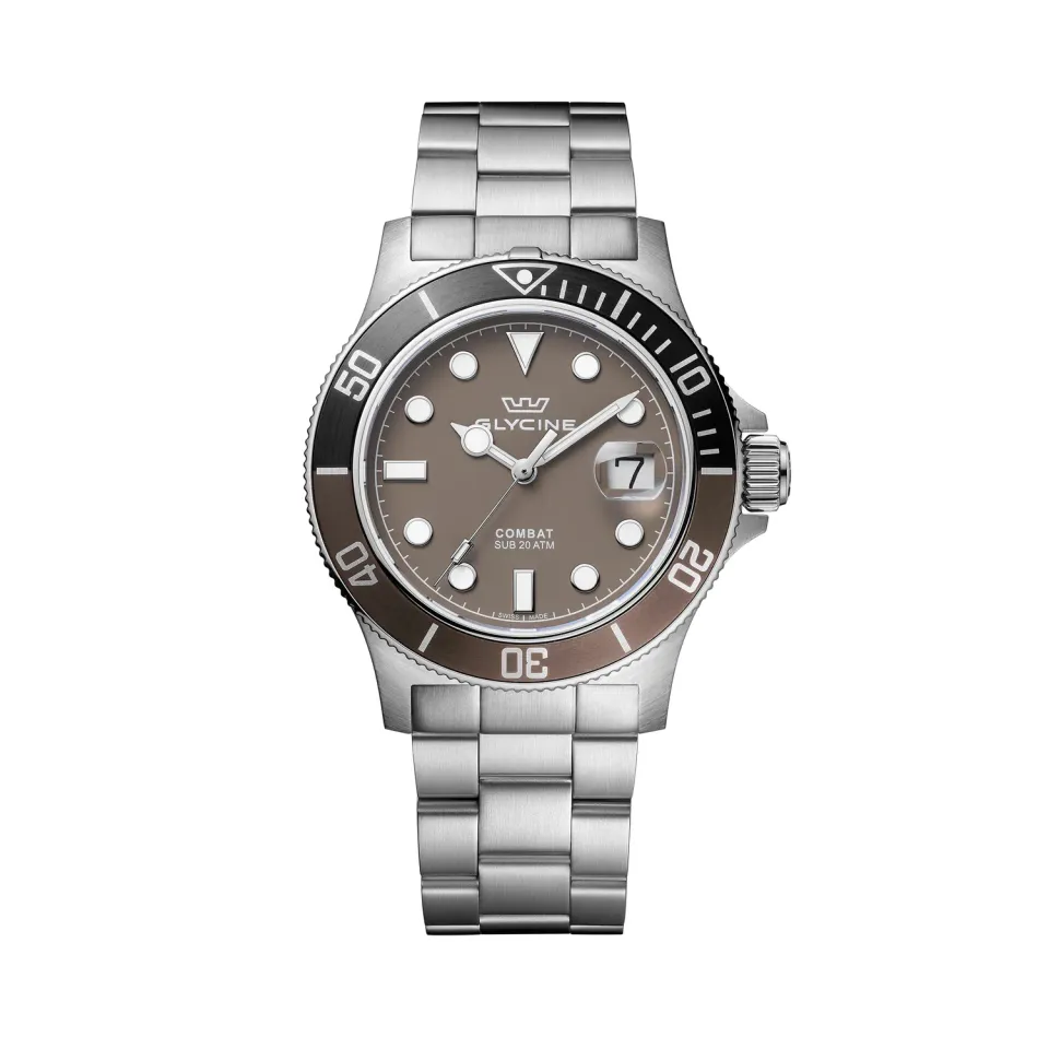 Glycine Combat Sub Sport GL1017 Quarzuhr braun 42 mm