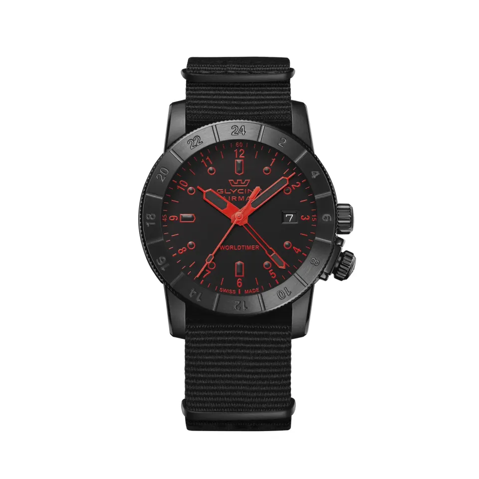 Glycine Airman Worldtimer GL1027 Herrenuhr 42mm Quarz