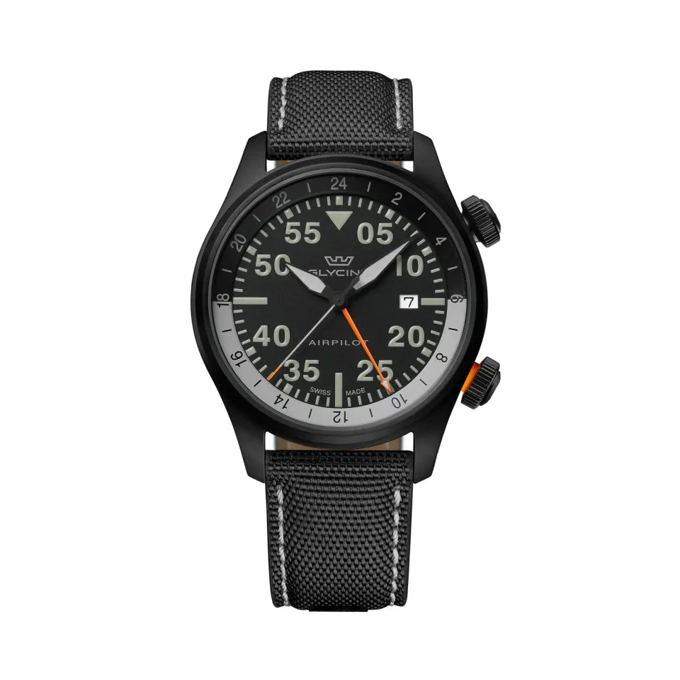 Glycine Airpilot GL0435 Quarz GMT-Uhr 44 mm Schwarz 100 m