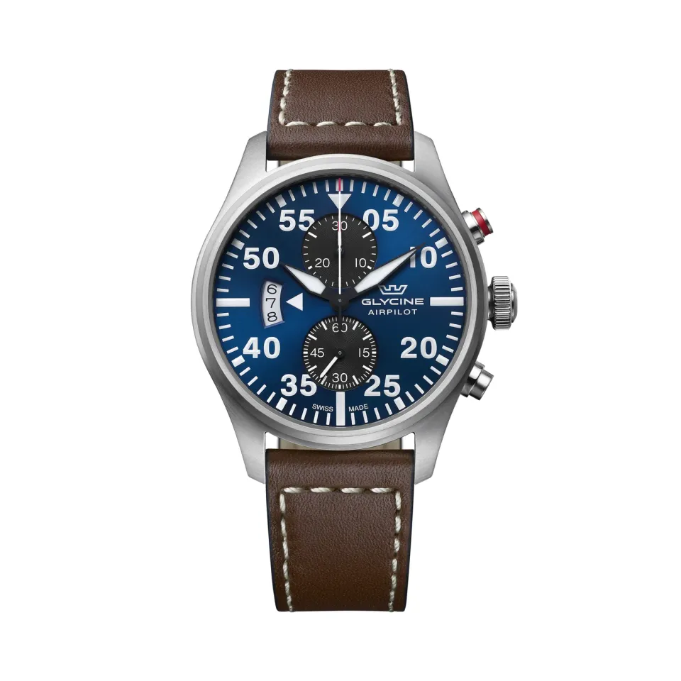 Glycine Airpilot GL0357 Herrenuhr 44 mm Quarz blau