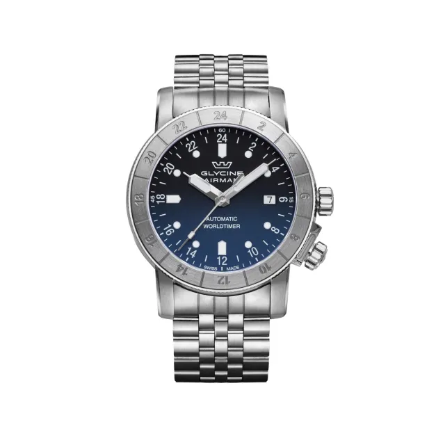 Glycine Airman Purist 42mm Automatik-Uhr blau Saphirglas