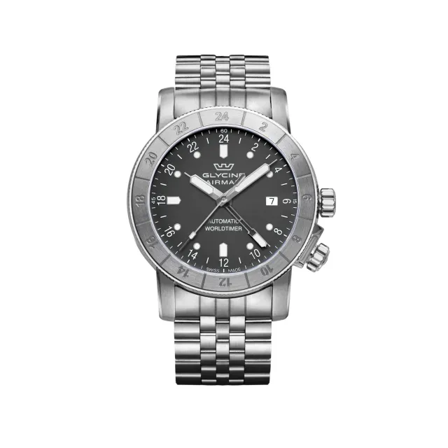 Glycine Airman GMT GL0065 Automatikuhr 42 mm graues Zifferblatt