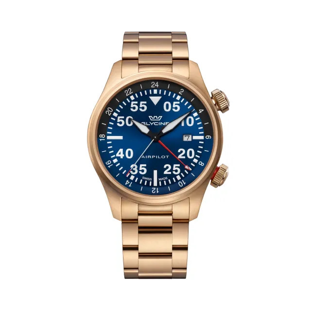 Glycine Airpilot GMT GL0350 Herrenuhr blau Quarz 44mm