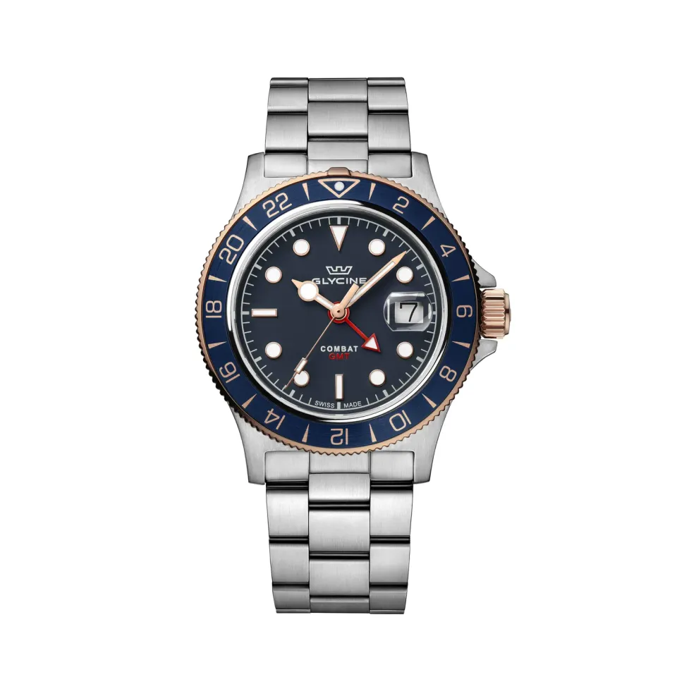Glycine Combat Sub Sport GL1057 Herrenuhr 42mm GMT Bicolor