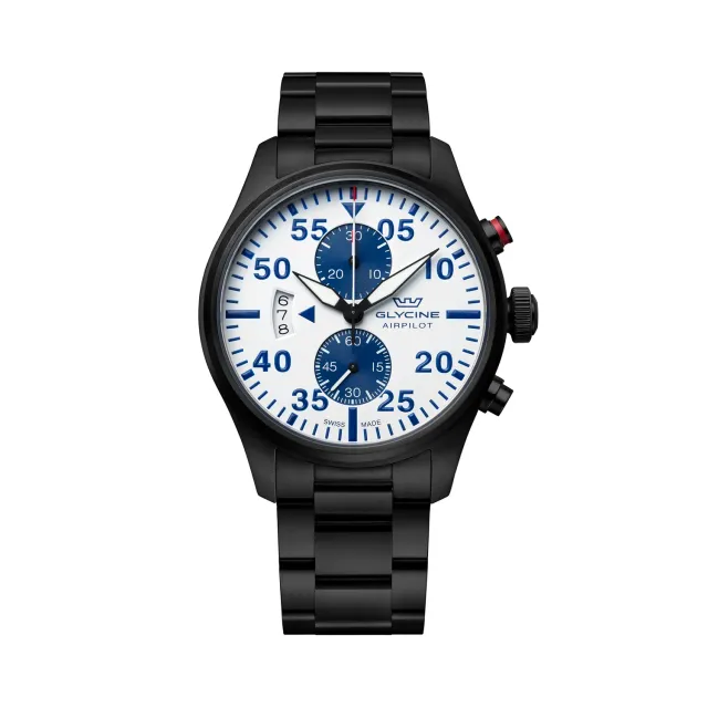 Glycine Airpilot GL0441 Herrenuhr 44mm Chronograph weiß