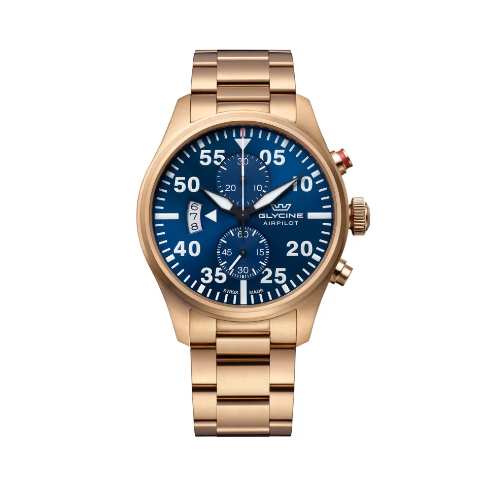 Glycine Airpilot Chrono GL0360 Herrenuhr 44mm blau Quarz