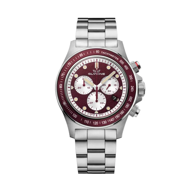Glycine Combat Sport GL1047 Quarzuhr bordeaux 43mm Chronograph