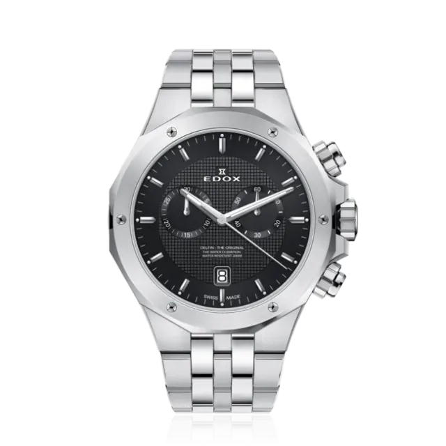 Edox Delfin Chronograph Armbanduhr mit Stoppfunktion