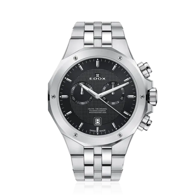 Edox Delfin Chronograph Armbanduhr mit Stoppfunktion