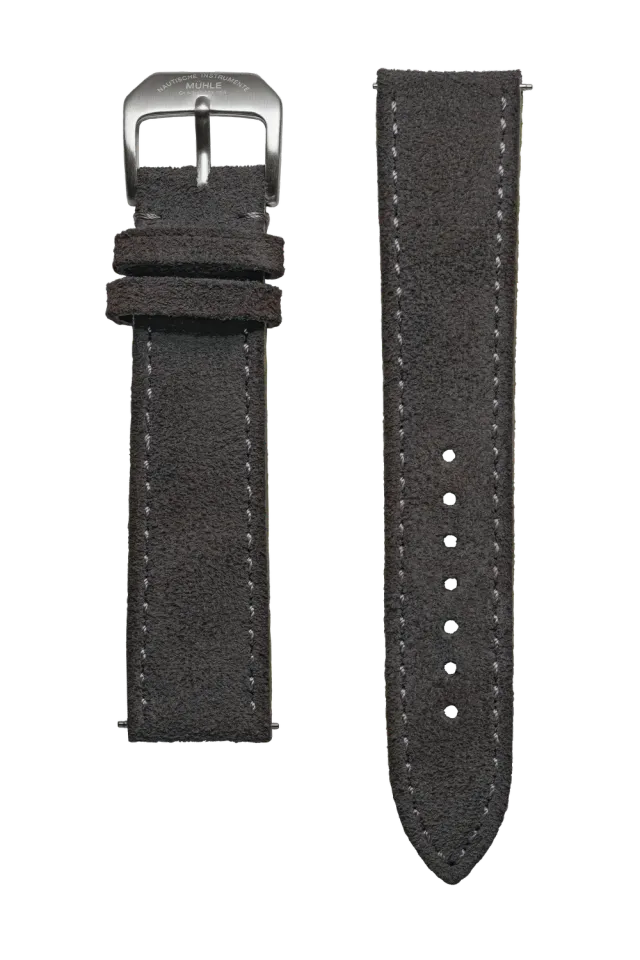 Mühle Glashütte Veloursband Grau Uhrenarmband
