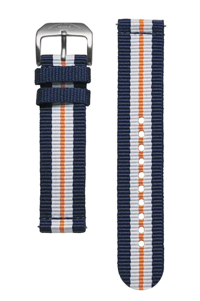 Mühle Glashütte Textilband Blau-Weiß-Orange