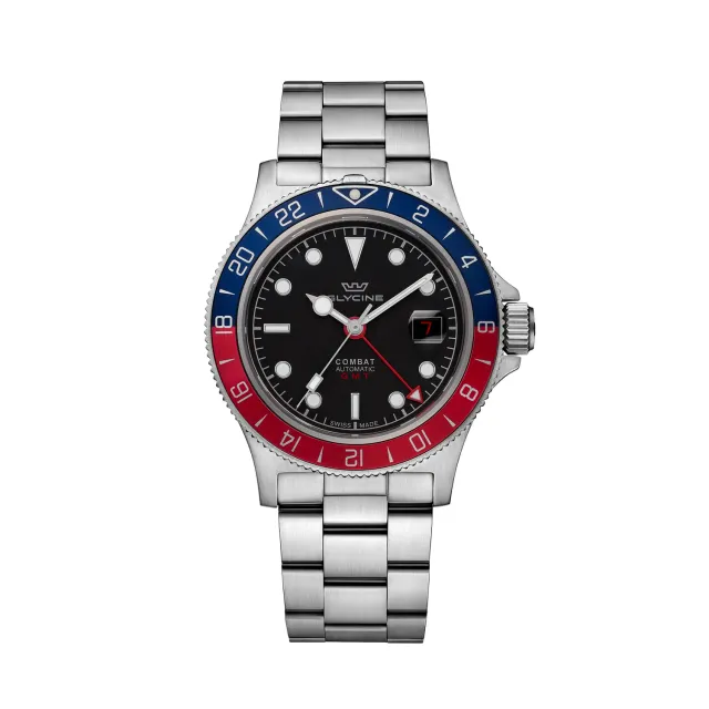 Glycine Combat Sub Sport GL0381 GMT Herrenuhr 42mm schwarz