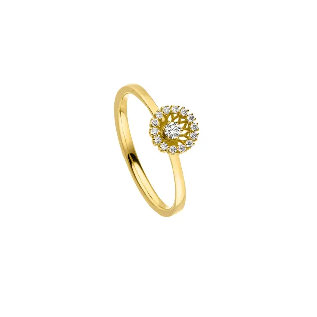 Hans Lorenz Swing Gelbgold Ring mit Brillanten