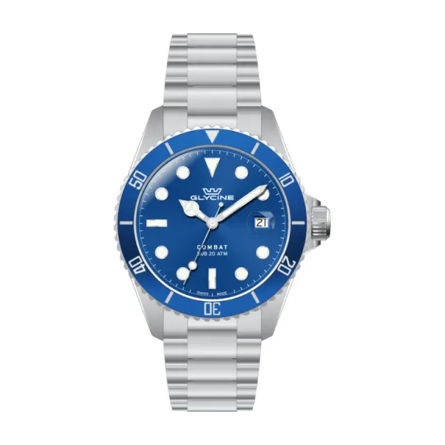 Glycine Combat Sub GL1062 Herrenuhr Quarz 40mm blau 200m